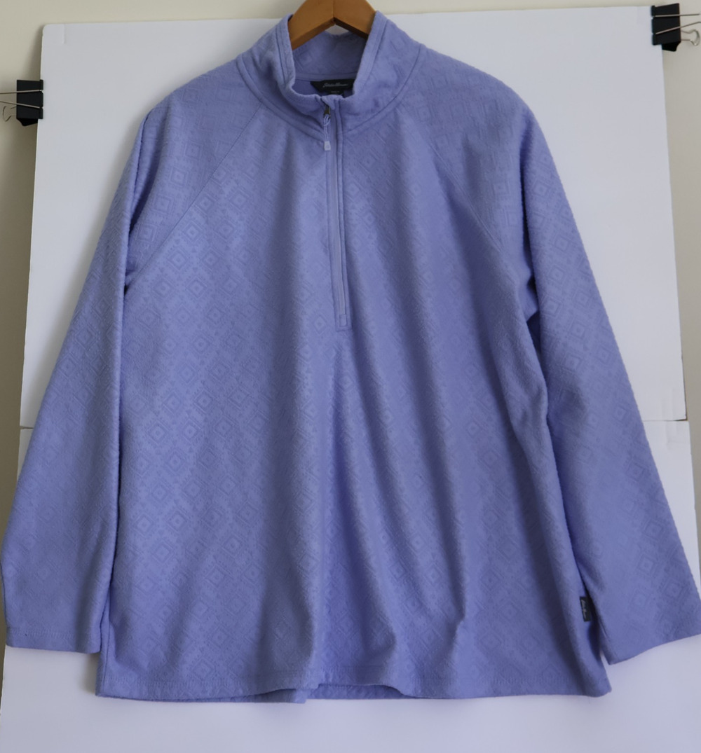 Eddie Bauer Women’s XXL Purple Quest Fleece 1/4 Zip Geometric Pullover